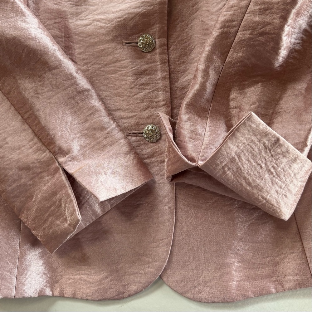 Dusty Pink Kasper Jacket with Rosette Accent & Vintage Faux Jeweled Buttons (12) - Picture 15 of 17